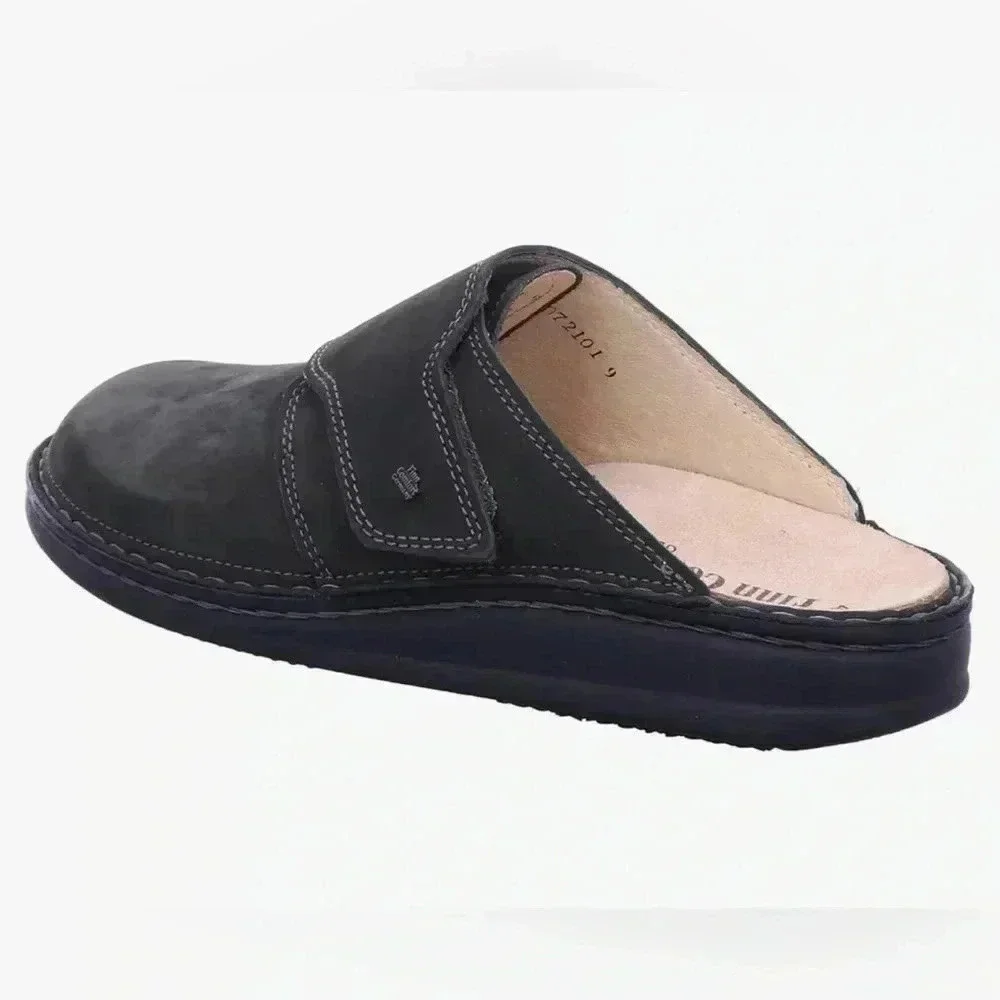 FINN COMFORT Men’s Black Venice Leather Mule Shoes Size EUR 42